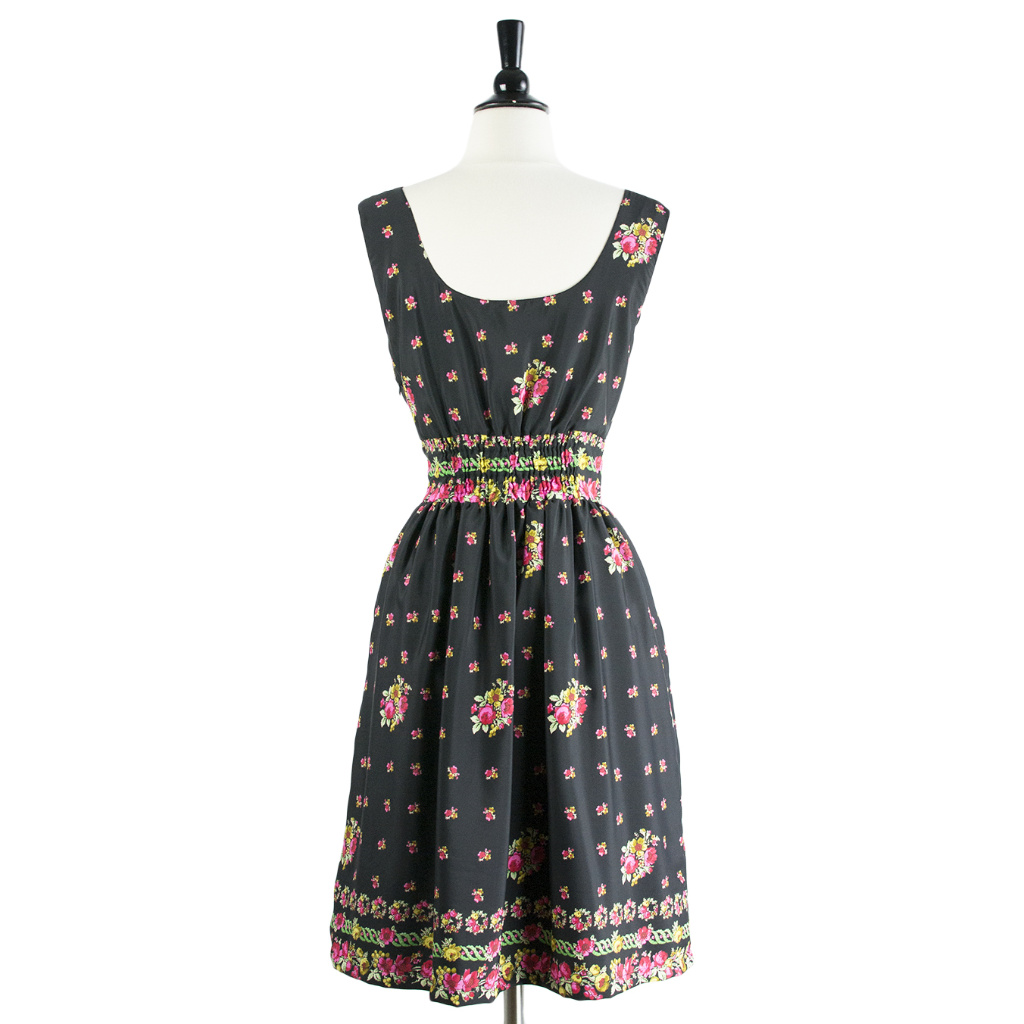 Frock Shop | Silky Black Bright Floral Print Sleeveless Fit & Flare Dress — image 3 of 4